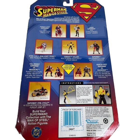 BRAND NEW SUPERMAN MAN OF STEEL CONDUIT ACTION FIGURE - 1995 Sealed - Picture 4 of 5